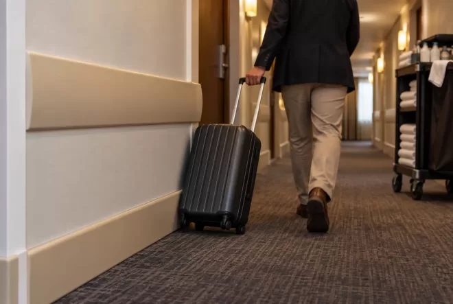 Corredor de hotel com proteção de parede